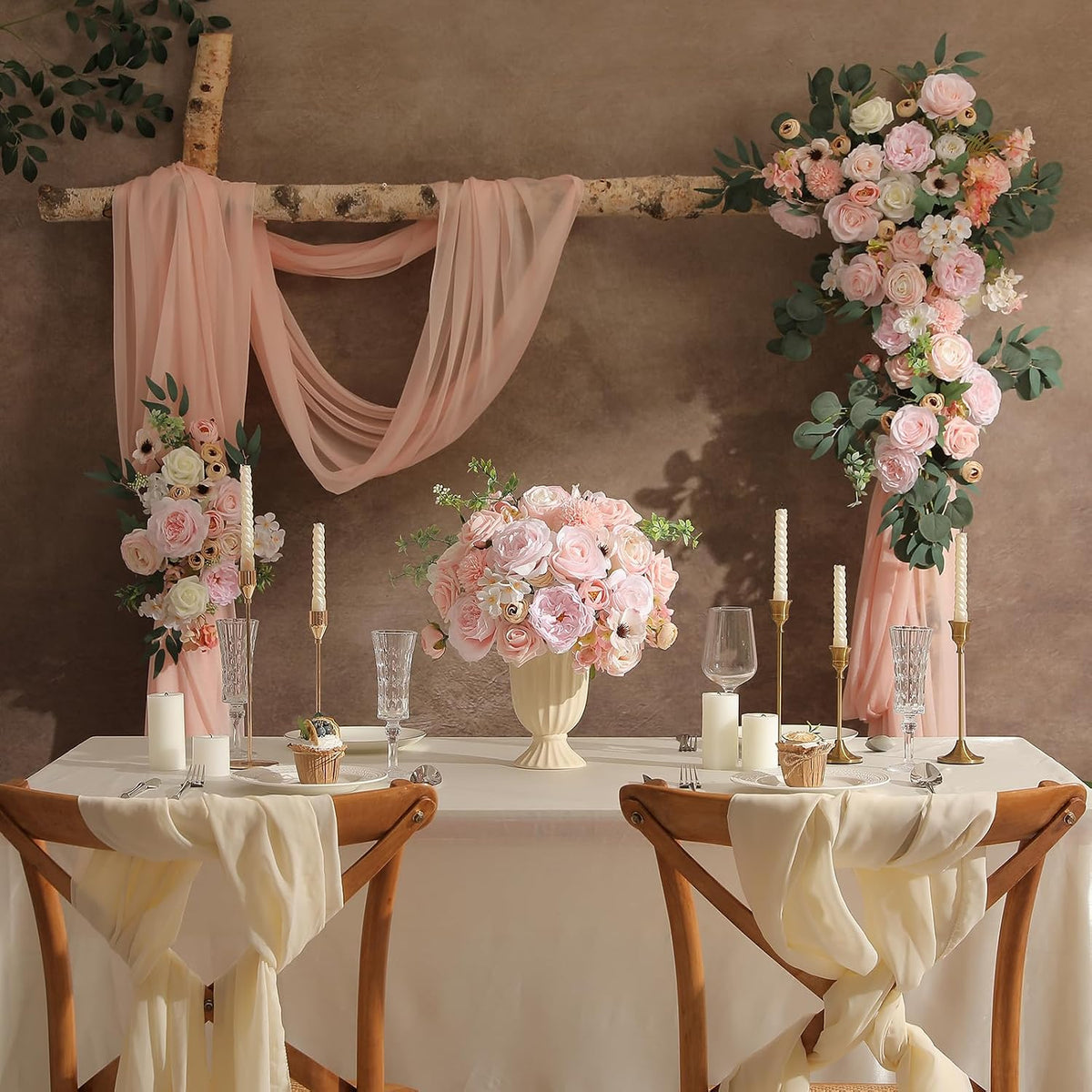 Artificial Flowers Combo for DIY Wedding Bouquets Combo Centerpieces Arrangements Party Bridal Baby Shower Home Decorations-Blush Pink