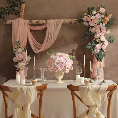 Artificial Flowers Combo for DIY Wedding Bouquets Combo Centerpieces Arrangements Party Bridal Baby Shower Home Decorations-Blush Pink