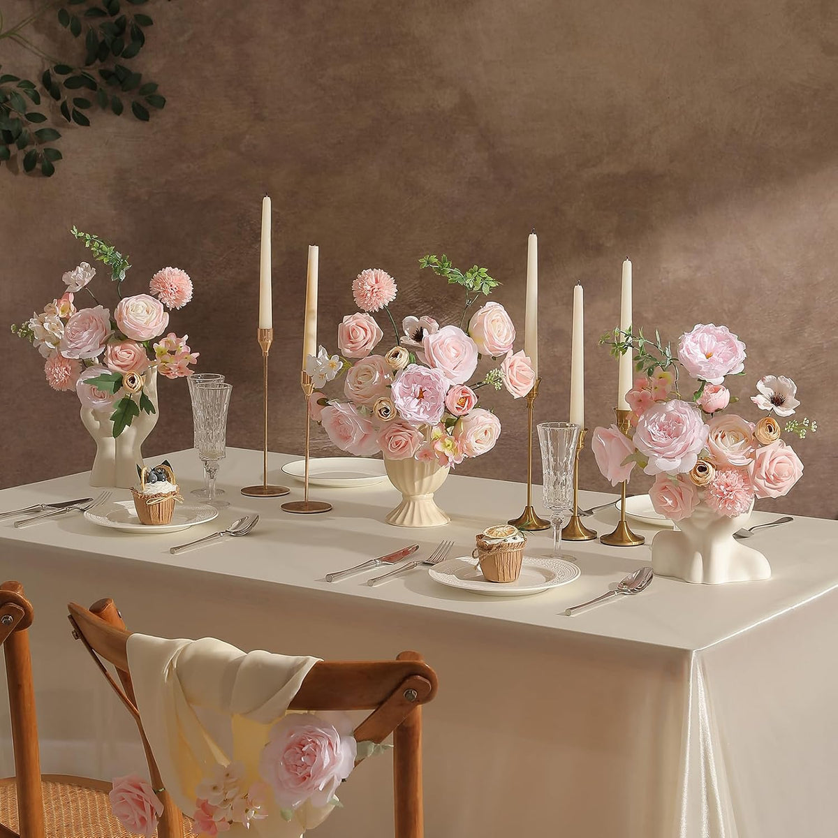 Artificial Flowers Combo for DIY Wedding Bouquets Combo Centerpieces Arrangements Party Bridal Baby Shower Home Decorations-Blush Pink