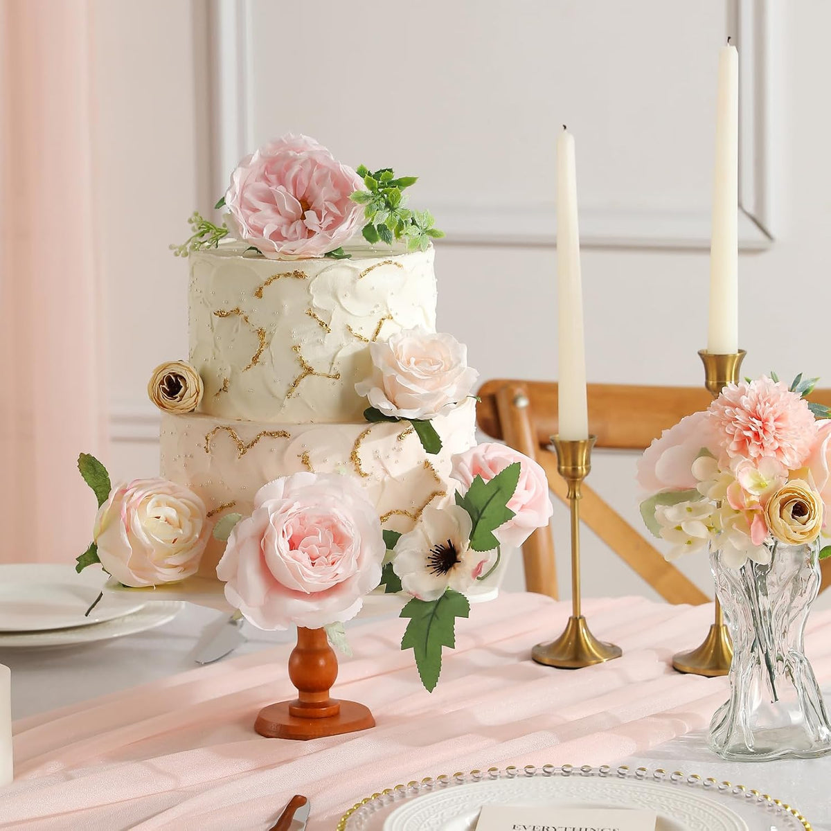 Artificial Flowers Combo for DIY Wedding Bouquets Combo Centerpieces Arrangements Party Bridal Baby Shower Home Decorations-Blush Pink