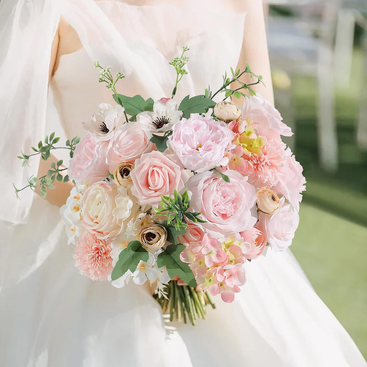 Artificial Flowers Combo for DIY Wedding Bouquets Combo Centerpieces Arrangements Party Bridal Baby Shower Home Decorations-Blush Pink