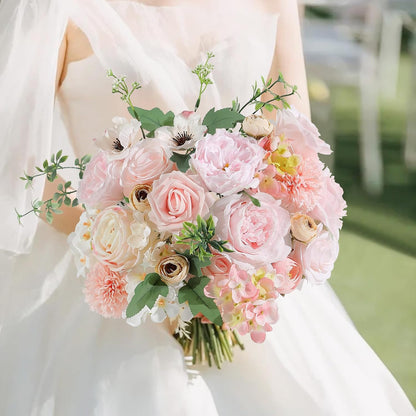 Artificial Flowers Combo for DIY Wedding Bouquets Combo Centerpieces Arrangements Party Bridal Baby Shower Home Decorations-Blush Pink