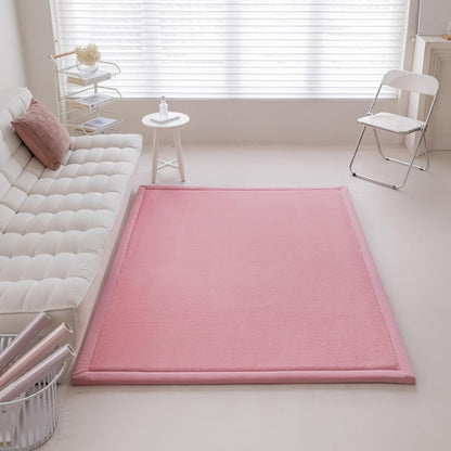 Faux Rabbit Fur Rug - 1.18" Thick Soft Fluffy Area Rug, Non-Slip Memory Foam Crawling Mat, Light Pink, 78"x118"