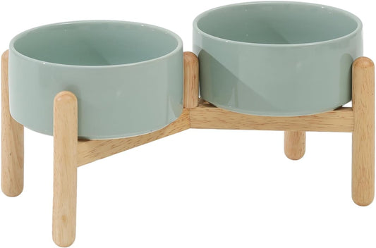Havniva 6.1inch Ceramic Raised Dog Bowl with Stand, Double Dog Bowls Elevated for Small and Medium Breed Dog Food and Water Bowl Set Non-Slip Dog Dish Large Capacity Feeding Pet Water Bowl