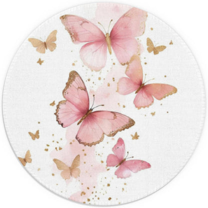 Butterfly Mouse Pad, Girly Mouse Pad, Pink Butterfly Mouse Pads for Wireless Mouse Computers Laptop Desk Accessories, Pink Office Supplies, 7.9x7.9 Inch