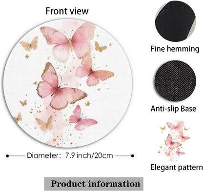 Butterfly Mouse Pad, Girly Mouse Pad, Pink Butterfly Mouse Pads for Wireless Mouse Computers Laptop Desk Accessories, Pink Office Supplies, 7.9x7.9 Inch