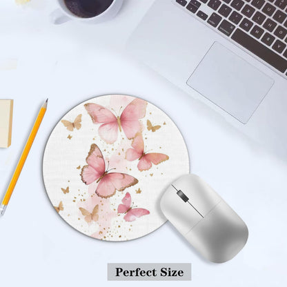 Butterfly Mouse Pad, Girly Mouse Pad, Pink Butterfly Mouse Pads for Wireless Mouse Computers Laptop Desk Accessories, Pink Office Supplies, 7.9x7.9 Inch