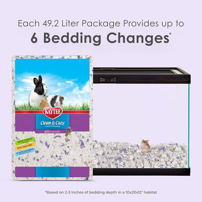Kaytee Clean & Cozy Lavender Paper Bedding For Pet Guinea Pigs, Rabbits, Hamsters, Gerbils, and Chinchillas, 49.2 Liters