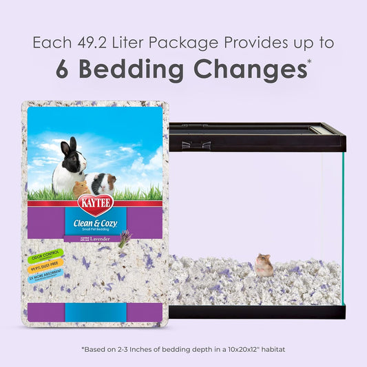 Kaytee Clean & Cozy Lavender Paper Bedding For Pet Guinea Pigs, Rabbits, Hamsters, Gerbils, and Chinchillas, 49.2 Liters