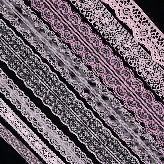 80 Yards Baby Pink Lace Trim Ribbon,8 Rolls Crochet Sewing Assorted Patterns Vintage Floral Lace Ribbons for Sewing DIY,Gift Wrap,Scrapbooking, Bridal Shower Wedding Decor, 10 Yards Each Roll