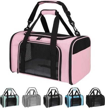 Cat Carriers Soft-Sided,Pet Carrier for Small Cats Dogs Puppies up to 1-15 LBS,TSA Airline Approved, (Medium,Pink)