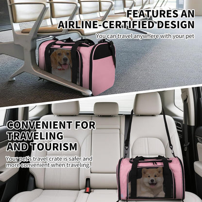 Cat Carriers Soft-Sided,Pet Carrier for Small Cats Dogs Puppies up to 1-15 LBS,TSA Airline Approved, (Medium,Pink)
