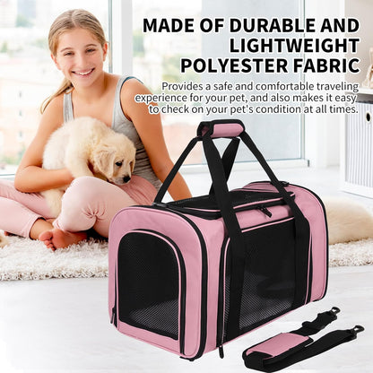 Cat Carriers Soft-Sided,Pet Carrier for Small Cats Dogs Puppies up to 1-15 LBS,TSA Airline Approved, (Medium,Pink)