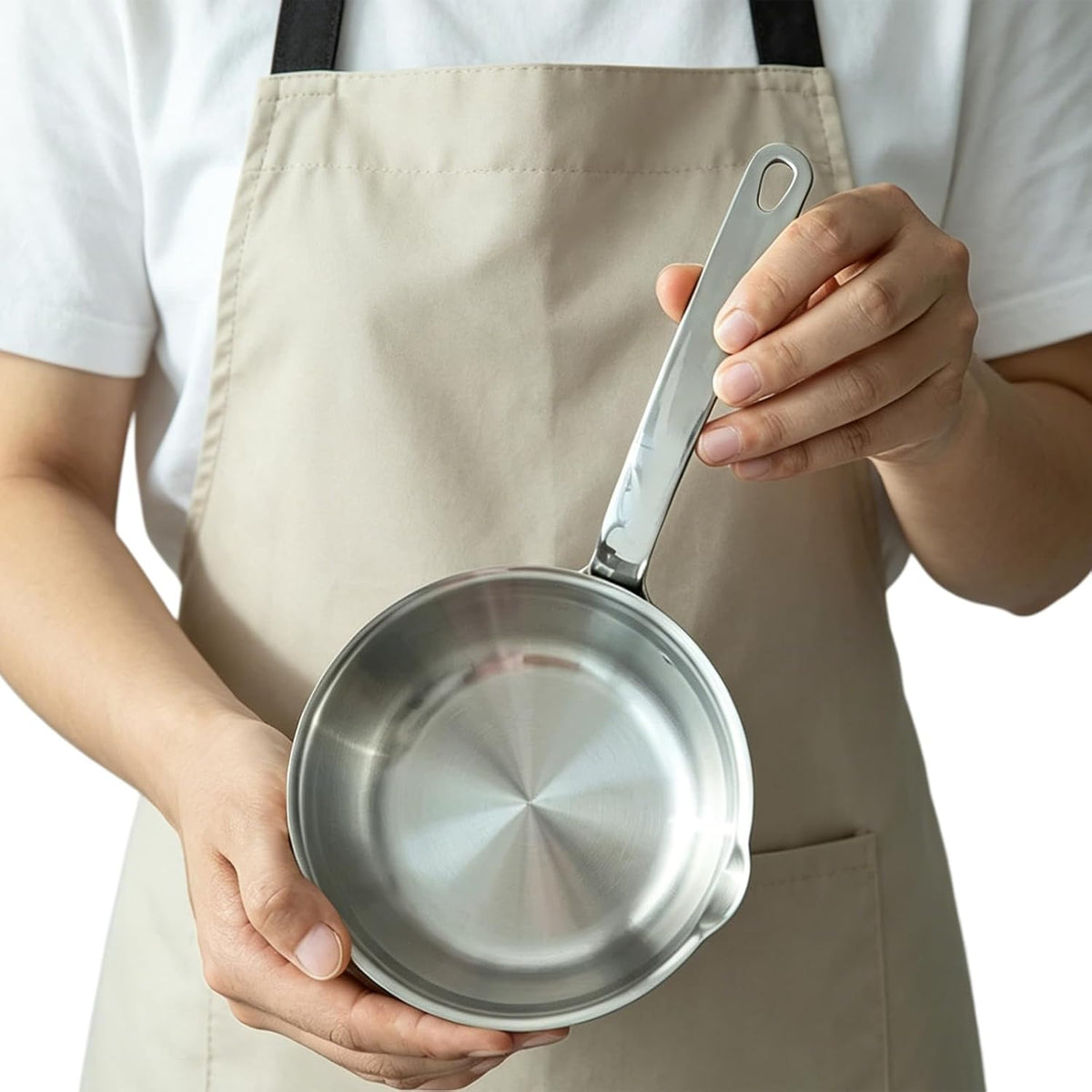 Mini Egg Pan 5.1Inch Sauce Pan Stainless Steel Frying Pan with Pour Spout