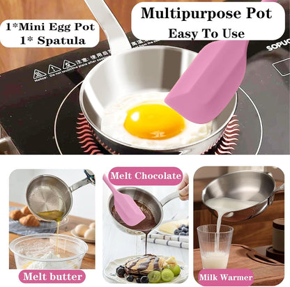 Mini Egg Pan 5.1Inch Sauce Pan Stainless Steel Frying Pan with Pour Spout