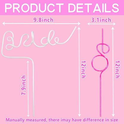 12PCS Bachelorette Drinking Straws for Wedding,Bridal Shower Party Favors