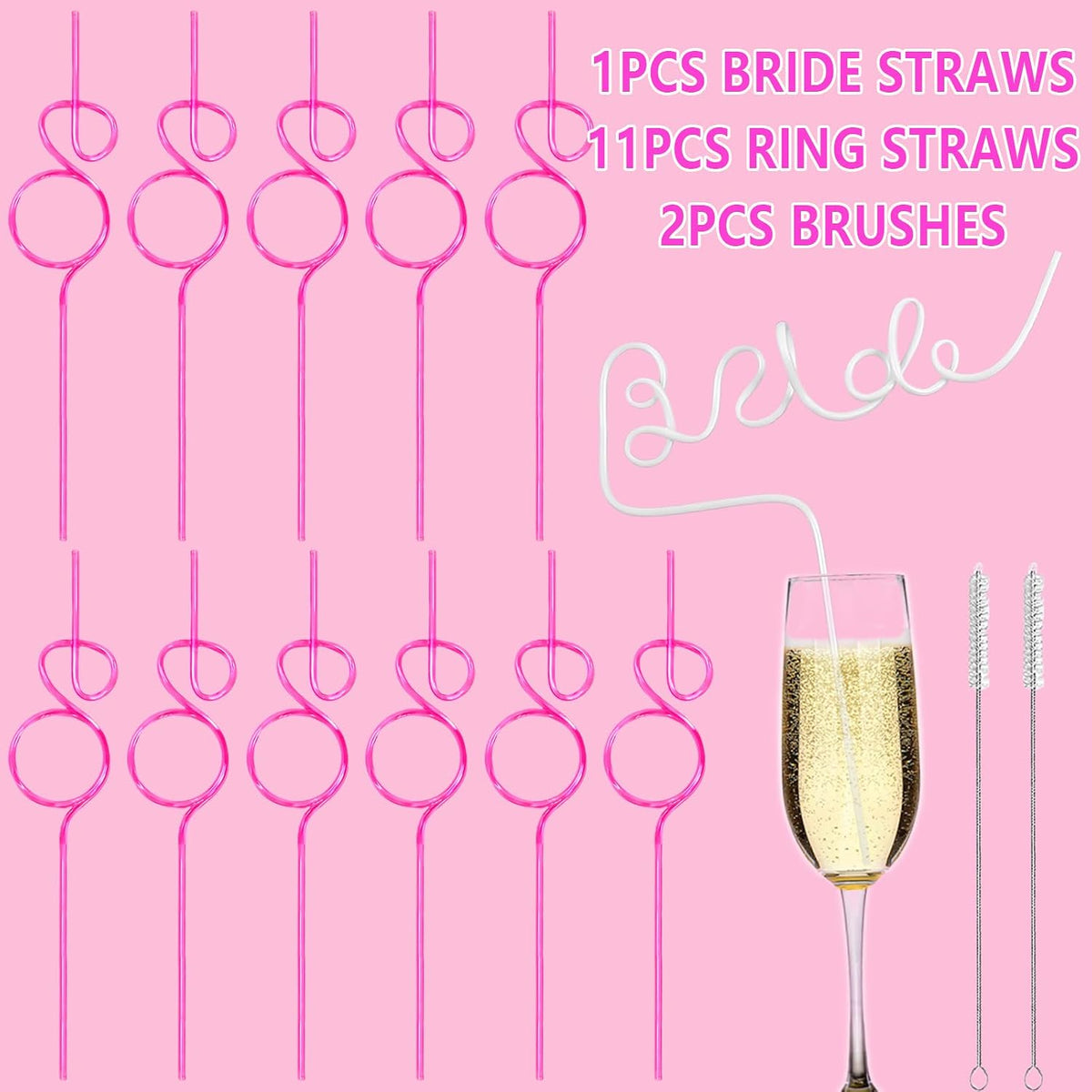 12PCS Bachelorette Drinking Straws for Wedding,Bridal Shower Party Favors