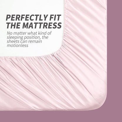 Satin Sheets Twin Size Blush Pink 3 Pcs Set