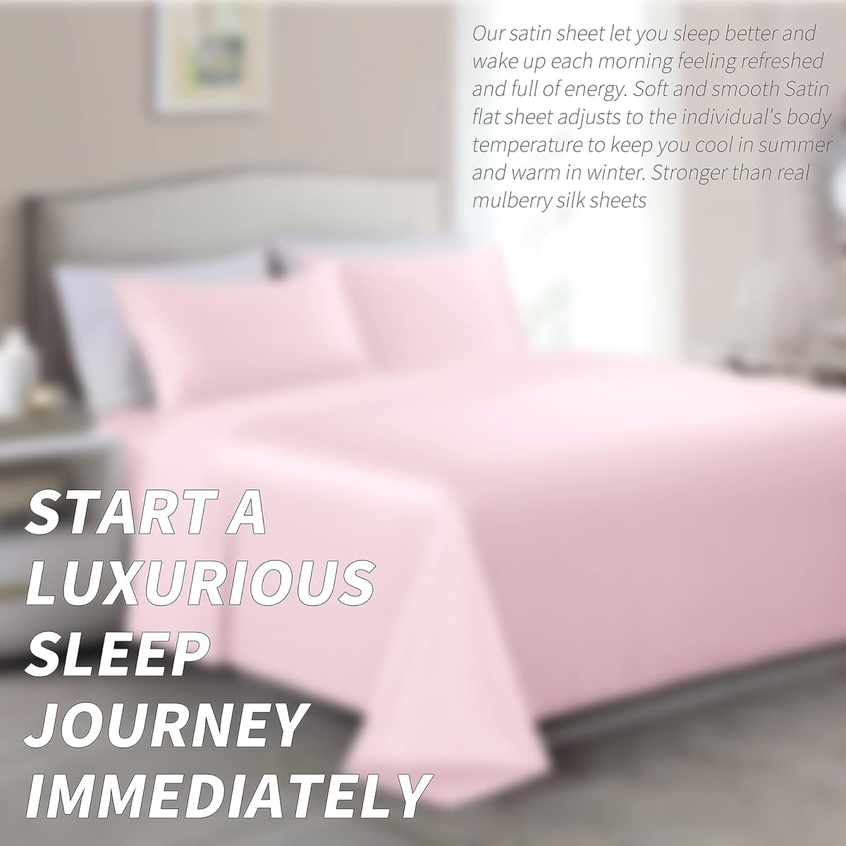 Satin Sheets Twin Size Blush Pink 3 Pcs Set