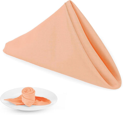 Peach Cloth Napkins - 8 Pack 17" x 17" Washable Polyester Napkins