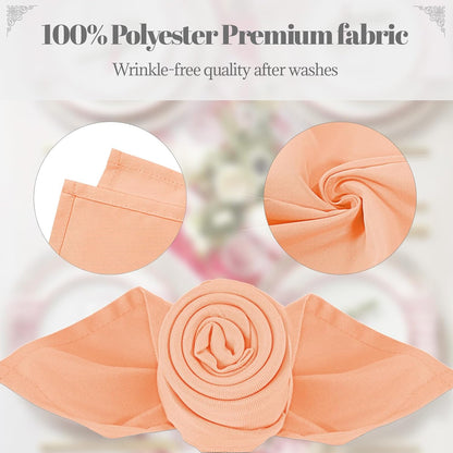 Peach Cloth Napkins - 8 Pack 17" x 17" Washable Polyester Napkins