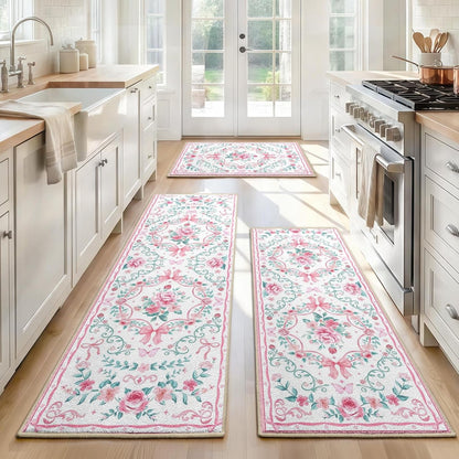 Kitchen Rugs Set of 3, Washable Non-Slip Kitchen Mats for Floor with Rubber Backing