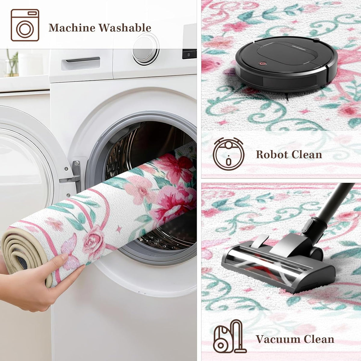 Kitchen Rugs Set of 3, Washable Non-Slip Kitchen Mats for Floor with Rubber Backing
