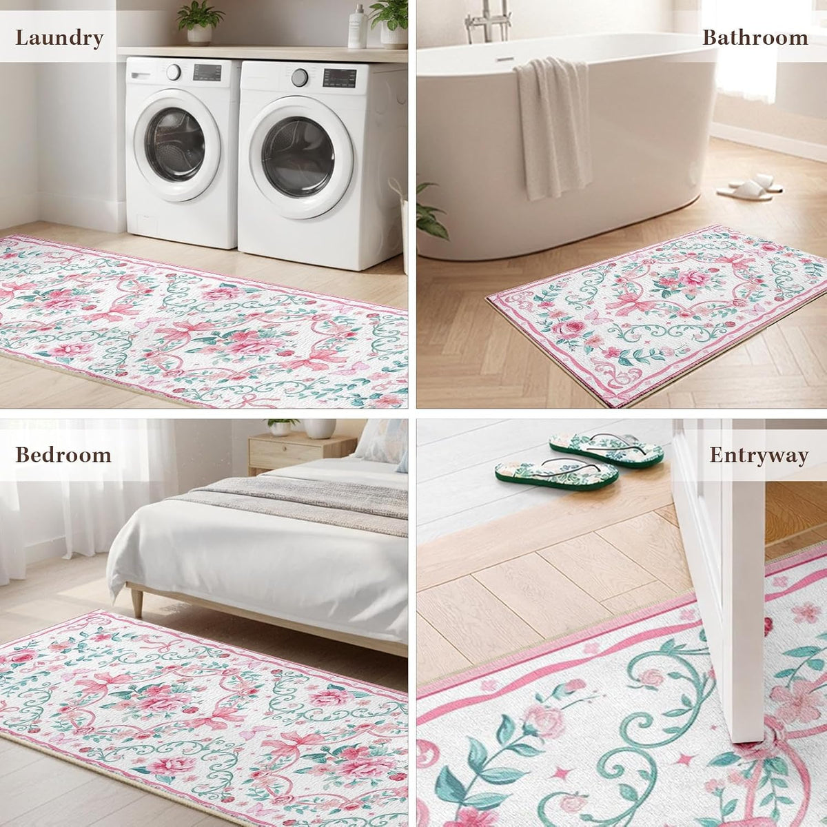 Kitchen Rugs Set of 3, Washable Non-Slip Kitchen Mats for Floor with Rubber Backing