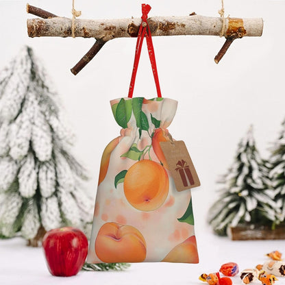 BEIVGOXL Peach Printed Drawstring Burlap Gift Bag - Eco-Friendly, Delicate Design Reusable Pouches, For Christmas,Birthday Wedding Party Supplies 11.8x8.3inch