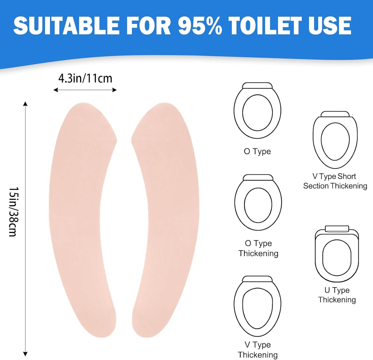 Thin and Warm Toilet Seat Cover Pad – Self-Adhesive, Adjustable and Cut-to-Fit, Comfortable and Easy to Clean, Perfect for Home Bathrooms (Pink)