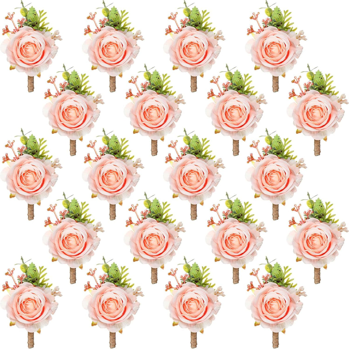 36 Pcs Rose Boutonnieres for Men Wedding, Pink