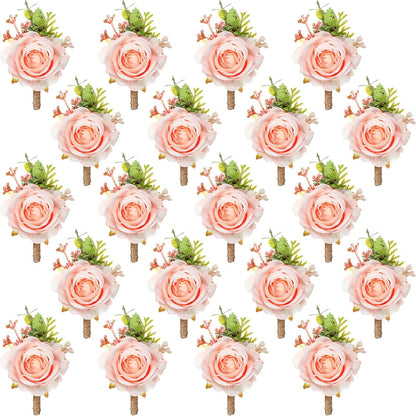 36 Pcs Rose Boutonnieres for Men Wedding, Pink