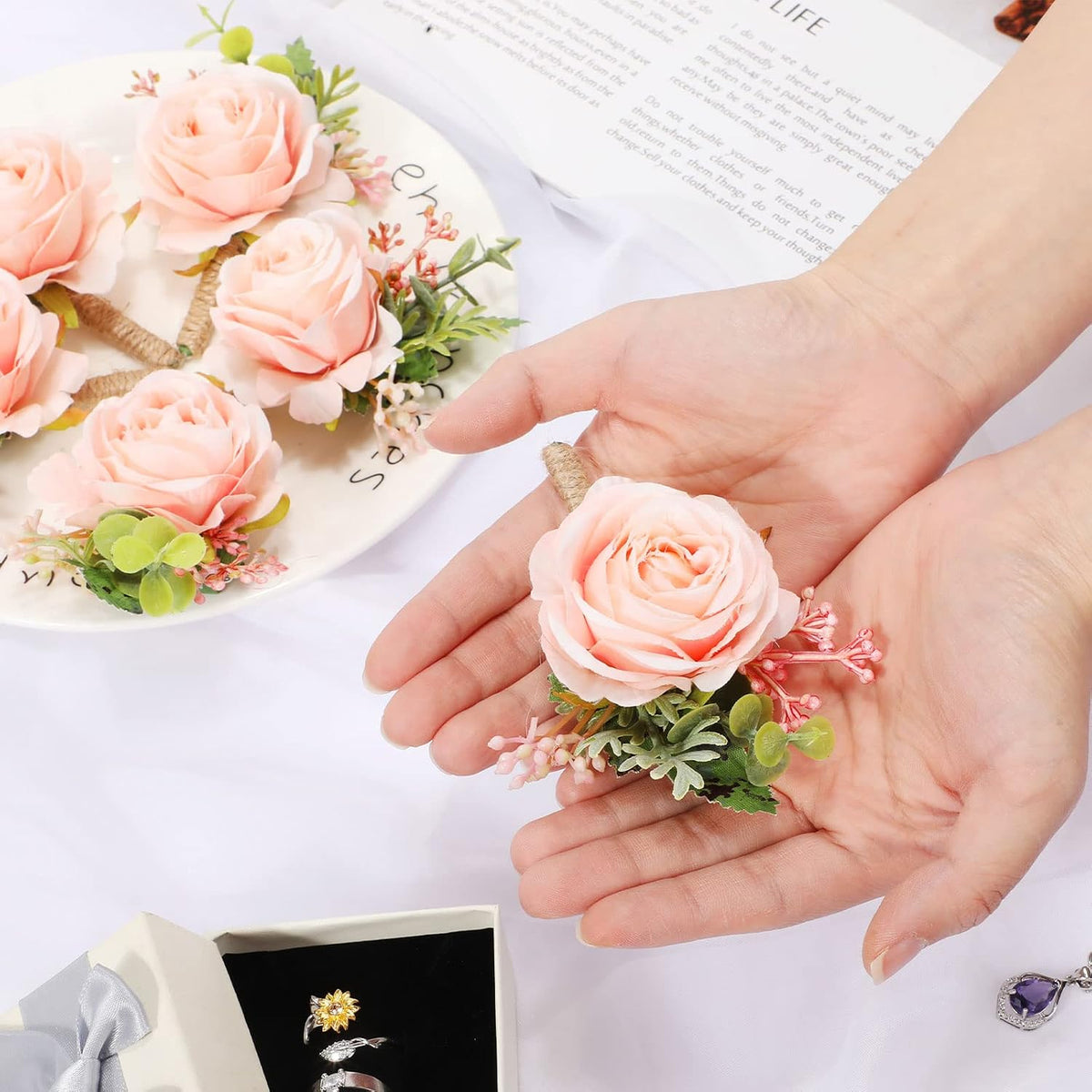 36 Pcs Rose Boutonnieres for Men Wedding, Pink