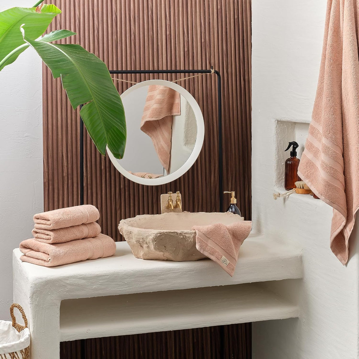 SOFE H&L | Olea Luxury Turkish Cotton Bath Towels Set of 6 : 2 Bath Towels 2 Hand Towels 2 Wash Cloths, Blush | Thick, Premium, Soft, Durable, Absorbent - Hotel Quality Towel Sets for Bathroom