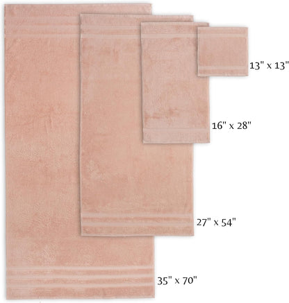 SOFE H&L | Olea Luxury Turkish Cotton Bath Towels Set of 6 : 2 Bath Towels 2 Hand Towels 2 Wash Cloths, Blush | Thick, Premium, Soft, Durable, Absorbent - Hotel Quality Towel Sets for Bathroom