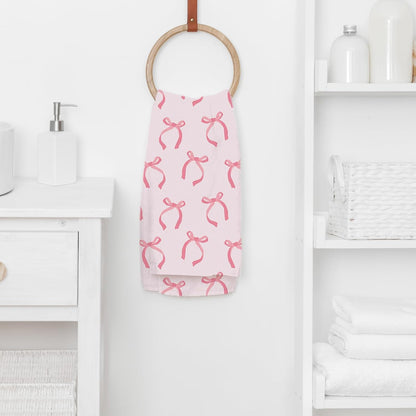 Pink Bow Bathroom Towels Set of 3 Watercolor Bowknot Coquette Absorbent Towels Bath Hand Towel Wash Cloth for Beach Swim Shower Drying