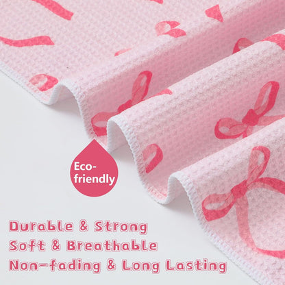 Pink Bow Bathroom Towels Set of 3 Watercolor Bowknot Coquette Absorbent Towels Bath Hand Towel Wash Cloth for Beach Swim Shower Drying
