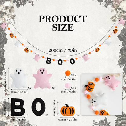 Halloween Garland, Boo Ghost & Pumpkin Decor for Wall Party