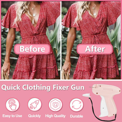 Mini Stitch Gun for Clothes, Mini Clothing Stitcher Sewing Gun with Case, Speedy Clothing Quick Stitch Gun Stitchy Fixer, Tagging Gun Kit with 5000 Fasteners and 6 Needles, Blush Pink