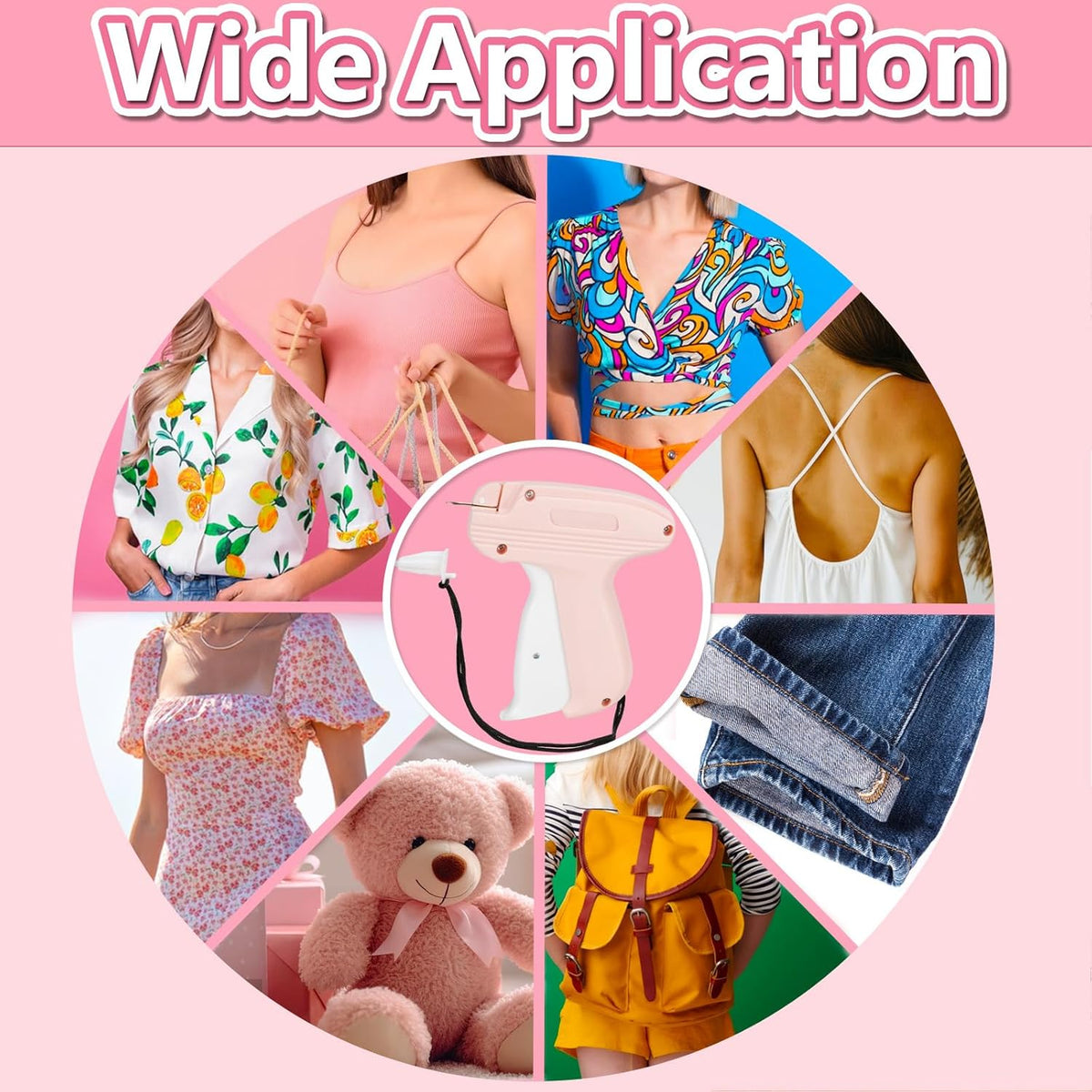 Mini Stitch Gun for Clothes, Mini Clothing Stitcher Sewing Gun with Case, Speedy Clothing Quick Stitch Gun Stitchy Fixer, Tagging Gun Kit with 5000 Fasteners and 6 Needles, Blush Pink