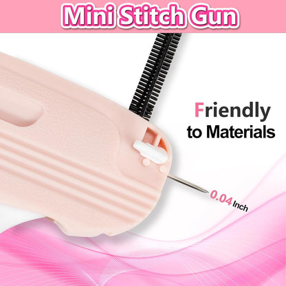 Mini Stitch Gun for Clothes, Mini Clothing Stitcher Sewing Gun with Case, Speedy Clothing Quick Stitch Gun Stitchy Fixer, Tagging Gun Kit with 5000 Fasteners and 6 Needles, Blush Pink