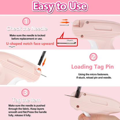 Mini Stitch Gun for Clothes, Mini Clothing Stitcher Sewing Gun with Case, Speedy Clothing Quick Stitch Gun Stitchy Fixer, Tagging Gun Kit with 5000 Fasteners and 6 Needles, Blush Pink