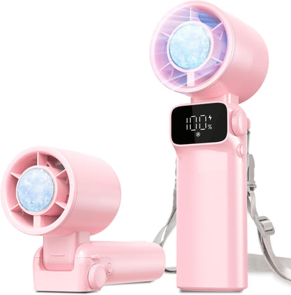 Portable Handheld Fan Rechargeable Foldable Personal Fan Pink