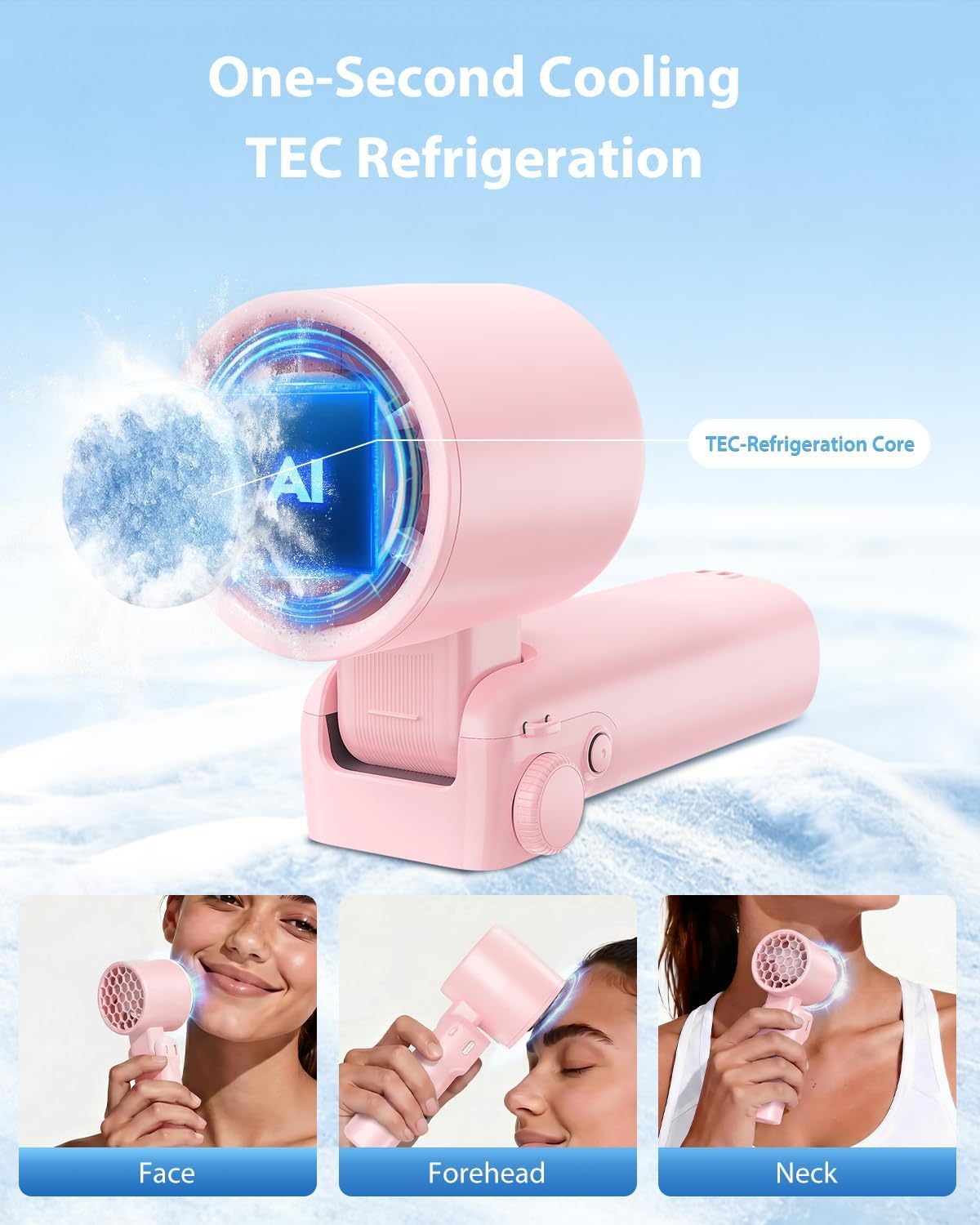 Portable Handheld Fan Rechargeable Foldable Personal Fan Pink