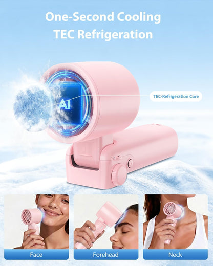Portable Handheld Fan Rechargeable Foldable Personal Fan Pink