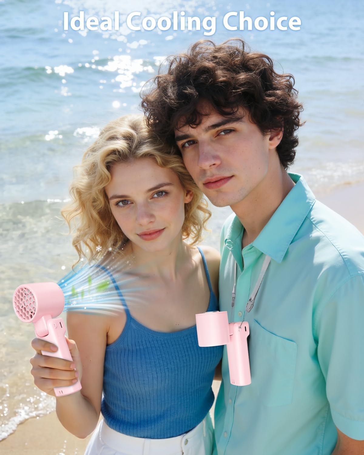 Portable Handheld Fan Rechargeable Foldable Personal Fan Pink