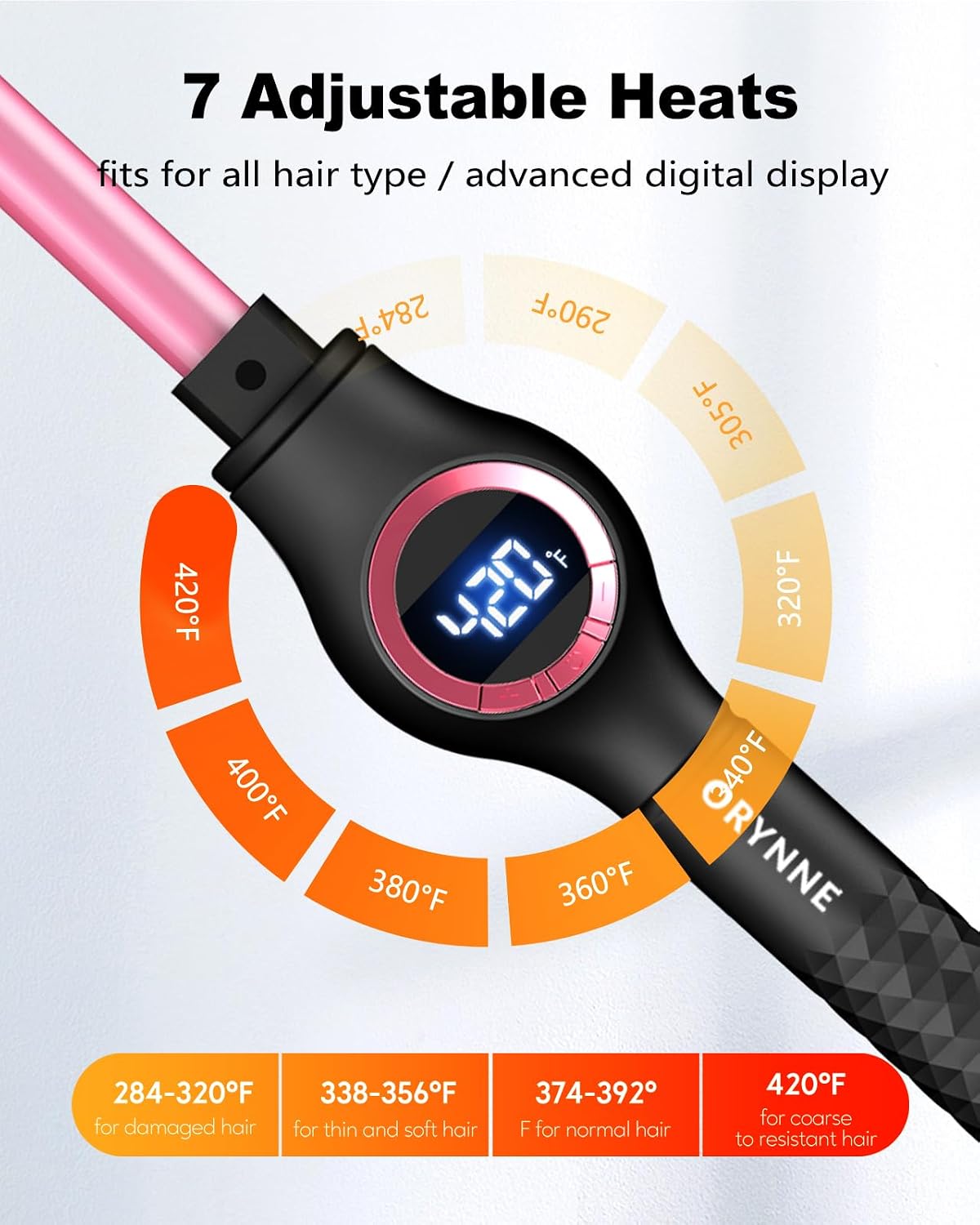 1/2 Inch Curling Wand for Long Hair, Extra Long Barrel Ceramic Half Inch Curling Wand, 7 Adjustable Heats, 110-240V Dual Voltage Small Barrel Curling Iron Wand, 60 Minutes Auto Shut Off