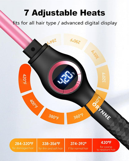 1/2 Inch Curling Wand for Long Hair, Extra Long Barrel Ceramic Half Inch Curling Wand, 7 Adjustable Heats, 110-240V Dual Voltage Small Barrel Curling Iron Wand, 60 Minutes Auto Shut Off