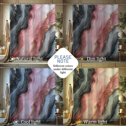 Abstract Peach and Gray Shower Curtain, Modern Art Bathroom Decor for Year-Round Elegance, Chic Waterproof Fabric Shower Curtain Set with Hooks 72x78 Inch