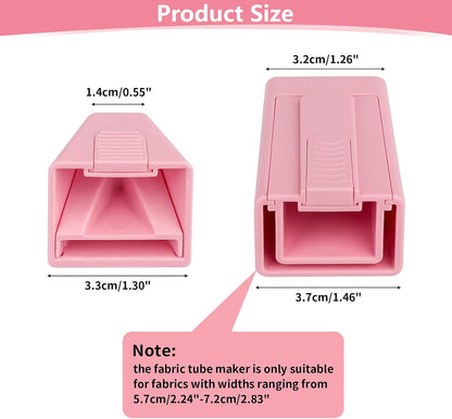 2PCS Upgraded Bias Tape Makers Fabric Tube Maker for Fabric Roll Rugs Bias Binding Tape Making Tool for DIY Crafting and Quilting Sewing Supplies Machine with Instruction (2PCS Pink)